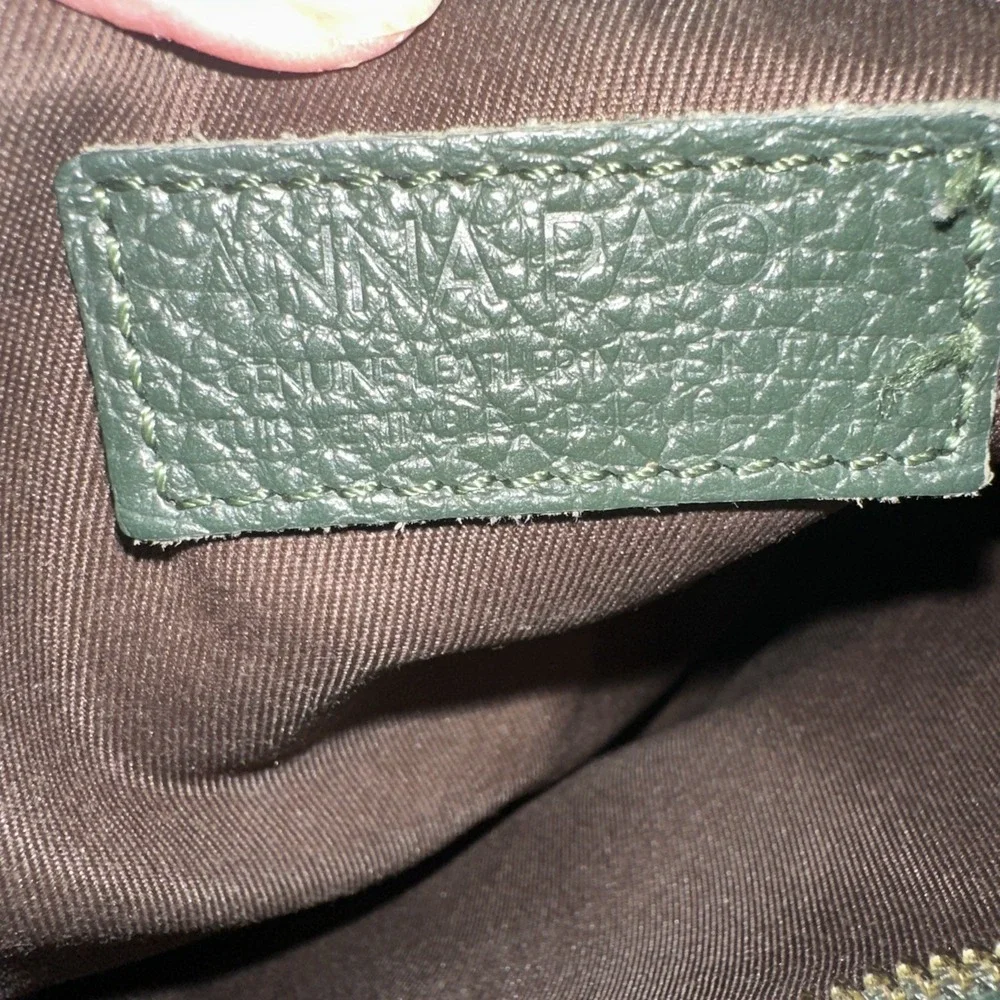 ANNA PAOLA Hunter Green Leather Latice Bag/Crossbody Or Handled